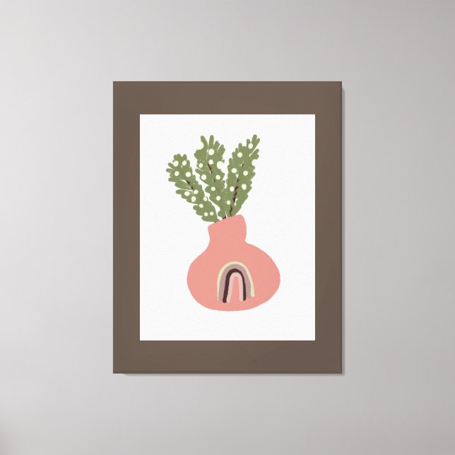 Boho Rainbow Natural Terracotta Pot Plant Älskare Canvastryck (Framsida)