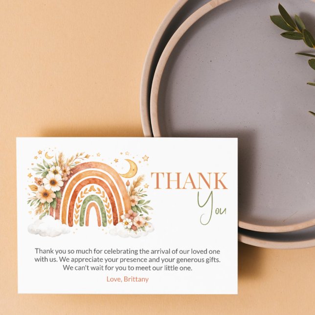 Boho Rainbow Neutral Baby Shower Books for Baby Tack Kort (Skapare uppladdad)