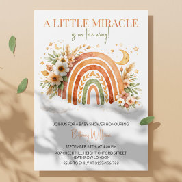 Boho Rainbow Neutral Baby Shower  Inbjudningar