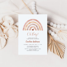 Boho Rainbow Neutralt Baby Shower-inbjudan