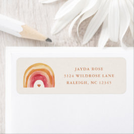 Boho Rainbow Neutralt Baby Shower Returadress Returadress Etikett