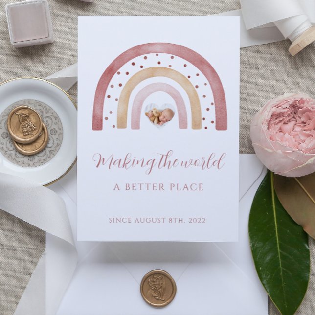 Boho Rainbow Newborn annonscards Inbjudningar (Skapare uppladdad)