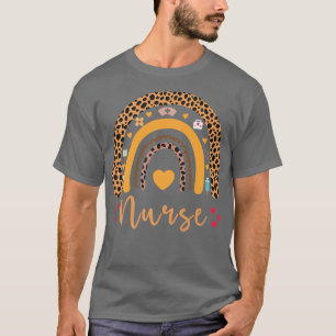 Boho Rainbow Nurse School Nurse Boho Leopard Rainb T Shirt