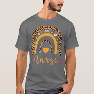 Boho Rainbow Nurse School Nurse Boho Leopard Rainb T Shirt