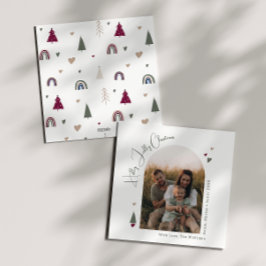 Boho Rainbow och Heart Holly Jolly-julfoto Julkort