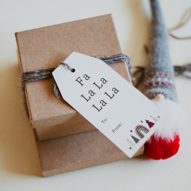 Boho Rainbow och Hearts Fa La La La La To och Från Presentetikett (Skapare uppladdad)