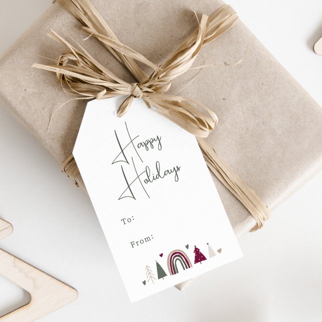 Boho Rainbow och Hearts Glad helg to and from Presentetikett (Skapare uppladdad)