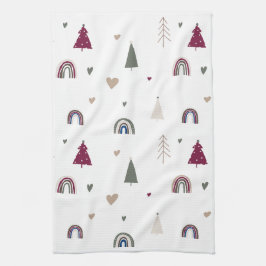 Boho Rainbow och Hearts jul Kitchen Towel Kökshandduk