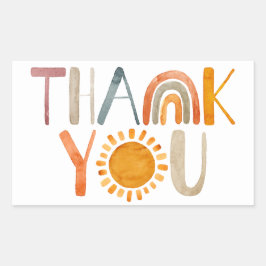 Boho Rainbow och Sunshine Colorful Tack Rektangulärt Klistermärke