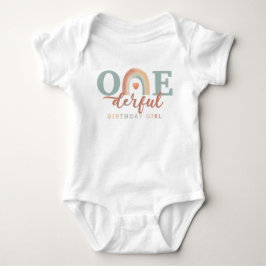 Boho Rainbow Onederful Birthday Girl Baby Bodykost T Shirt