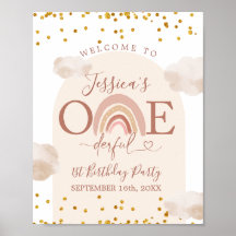 Boho Rainbow Onederful Birthday Välkomsttecken
