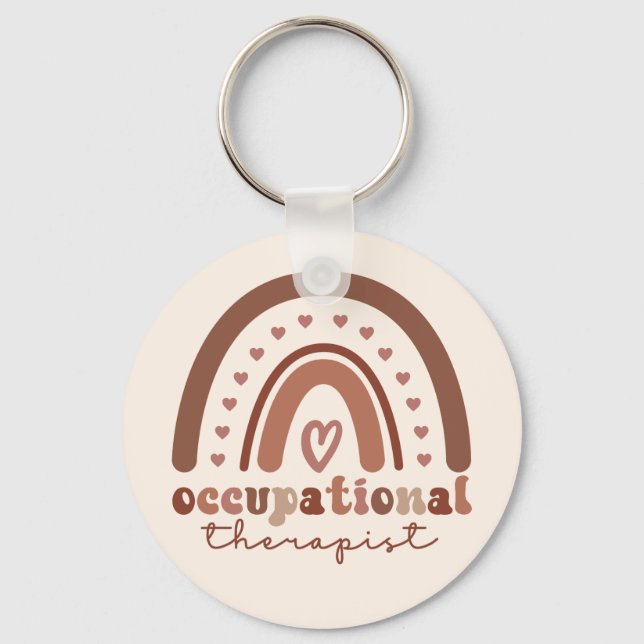 Boho Rainbow OT Occupational Therapist Gifts Nyckelring (Framsida)