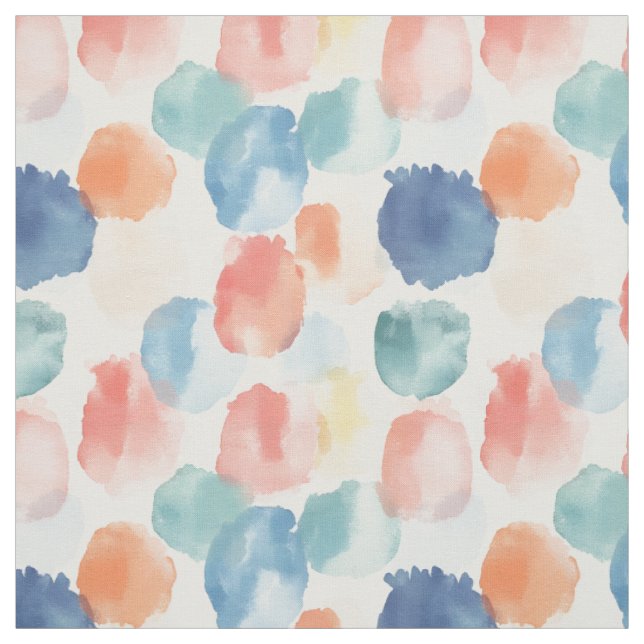 Boho Rainbow Paint Splotches på White Tyg (Provkarta)