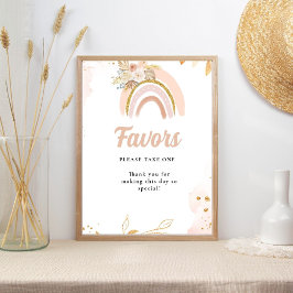 Boho rainbow pampas Gras babyduschskylt Poster