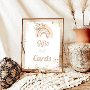 Boho Rainbow Pampas Grass Baby-kort och presentkor Poster