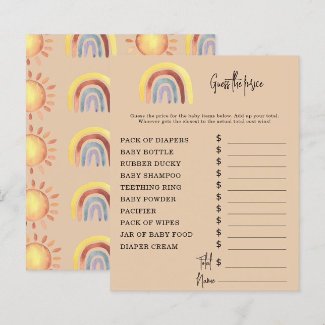 Boho Rainbow Party-spel | Prisgissningsspel (Fram/baksida)