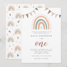 Boho Rainbow Pastel Fiesta Första födelsedagen