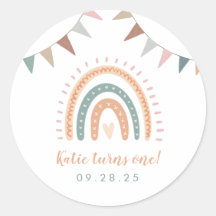 Boho Rainbow Pastel Fiesta Första födelsedagen