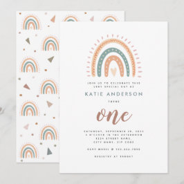 Boho Rainbow Pastel First Birthday-inbjudan Inbjudningar