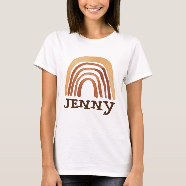 BOHO RAINBOW PERSONLIG CUSTOM NAME T-SHIRT (Framsida)