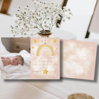 Boho rainbow pinky magi damm guld stjärnorna Party Inbjudningar