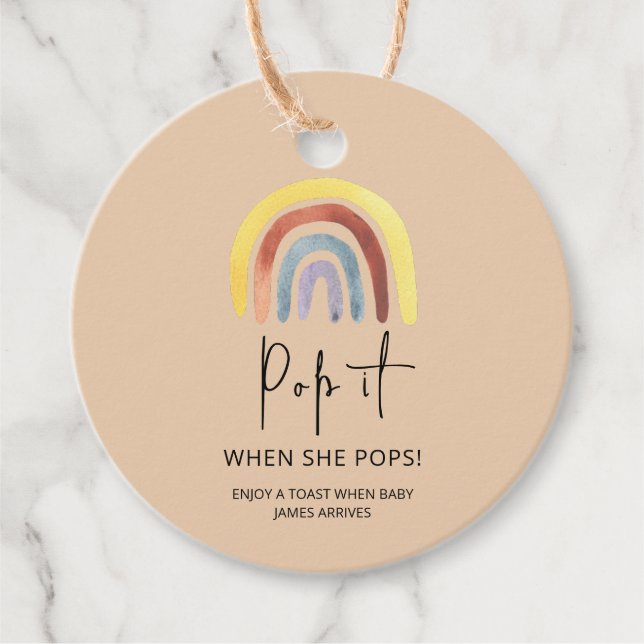 Boho rainbow pop när hon poppar gåvor etiketter (Framsida)