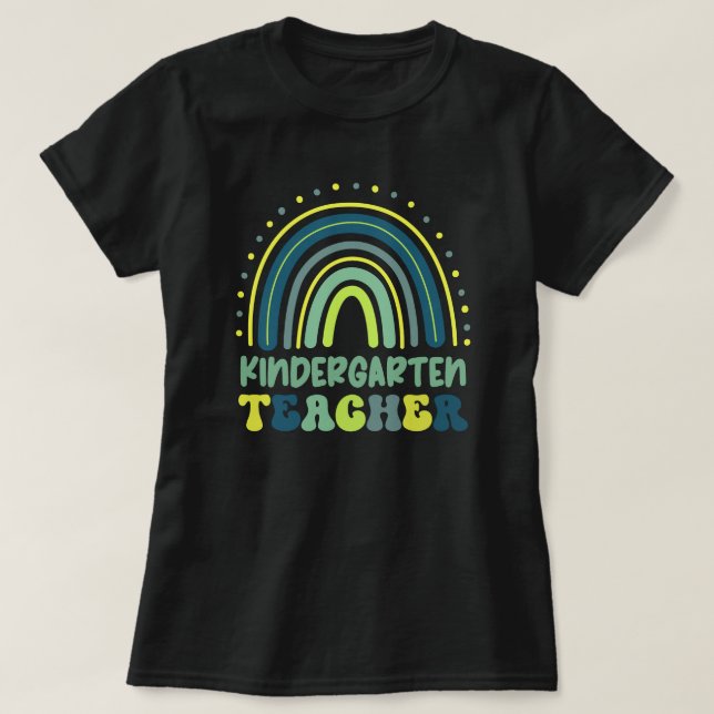 Boho Rainbow Preschool grönt blue T Shirt (Design framsida)