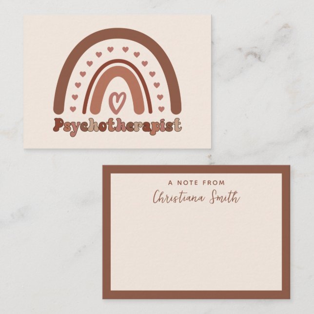 Boho Rainbow Psykoterapist Therapist Anteckningskort (Fram/baksida)