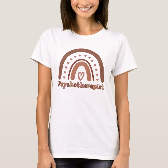 Boho Rainbow Psykoterapist Therapist T Shirt (Framsida)