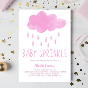 Boho Rainbow Rain Cloud Rosa Baby Shower Sprinkle Inbjudningar