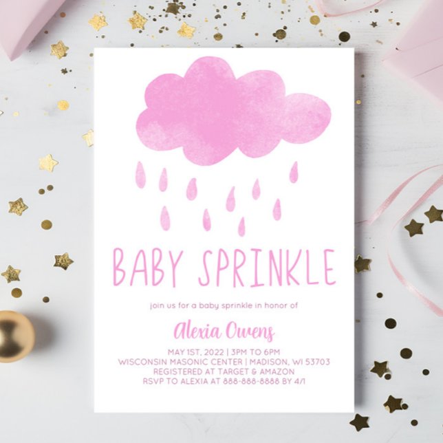 Boho Rainbow Rain Cloud Rosa Baby Shower Sprinkle Inbjudningar (Skapare uppladdad)