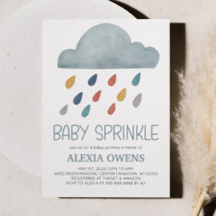 Boho Rainbow RainCloud Rain Baby Shower Sprinkle Inbjudningar