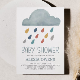 Boho Rainbow RainCloud Rain Minimal Baby Shower Inbjudningar