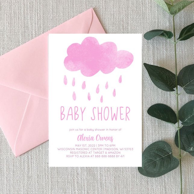 Boho Rainbow RainCloud Rain Rosa Baby Shower Inbjudningar (Skapare uppladdad)