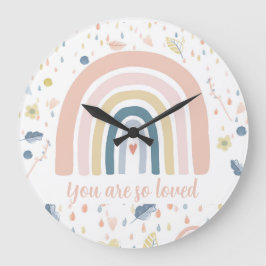 Boho Rainbow & Raindrops Nursery Clock Stor Klocka