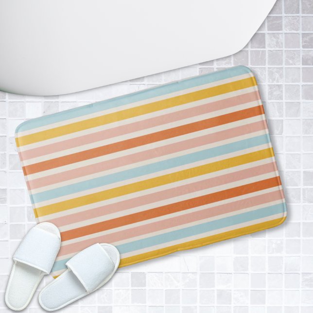 Boho Rainbow Rand Rosa Red Blue Gult Bath Mat Badrumsmatta (Boho Rainbow Stripe Pink Red Blue Yellow Bath Mat
)