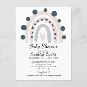 Boho Rainbow Rosa Baby Shower-inbjudan Inbjudan Vykort