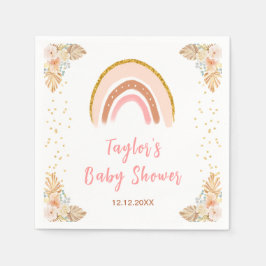 Boho Rainbow Rosa Baby Shower Pappersservett