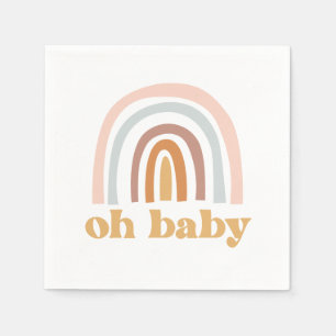 Boho Rainbow rosa Baby Shower Pappersservett