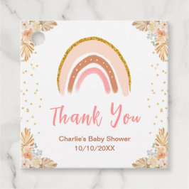 Boho Rainbow Rosa Baby Shower Tack Gåvor Etiketter