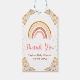 Boho Rainbow Rosa Baby Shower Tack Presentetikett