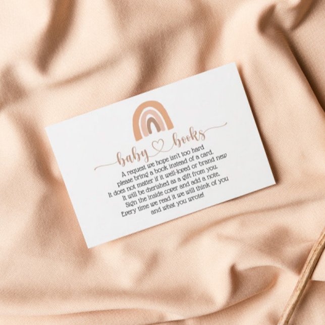 Boho Rainbow Rosa Bok Request Baby Shower Card Visitkort (Skapare uppladdad)