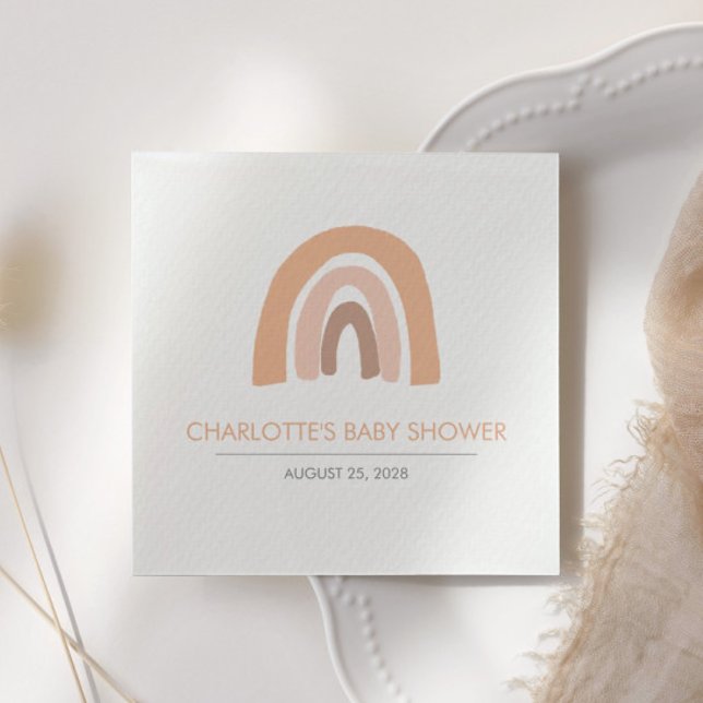 Boho Rainbow Rosa Brown Watercolor Pappersservett (Skapare uppladdad)