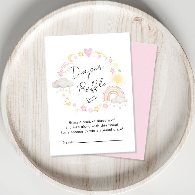 Boho Rainbow Rosa Diaper Raffle Flicka Shower Tilläggskort (Skapare uppladdad)