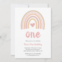 Boho Rainbow Rosa Heart Girl Cute First Birth