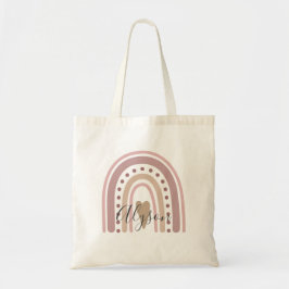 Boho Rainbow Rosa Muted Pastel Personlig Tygkasse