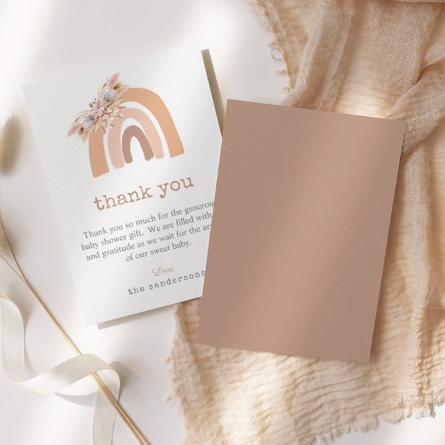 Boho Rainbow Rosa Pampas Grass Baby Shower Tack Kort (Skapare uppladdad)