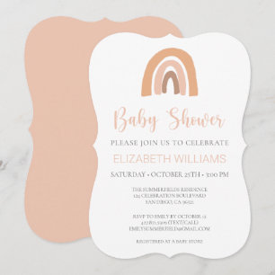 Boho Rainbow Rosa Pastel Baby Shower Inbjudningar