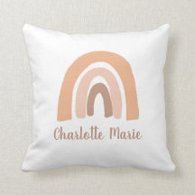 Boho Rainbow Rosa Personlig Flicka Pillow