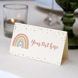 Boho Rainbow Rosa Place Card-Födelsedagsfest Placeringskort